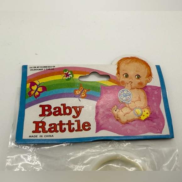 Vintage Baby Rattle Crib Baby Elephant rings Toy Yellow Plastic 1950/60’s - Picture 2 of 5